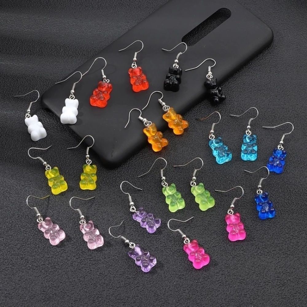 Earrings Gummy Bear Candy Colorful Translucent Resin - Picture 6 of 16